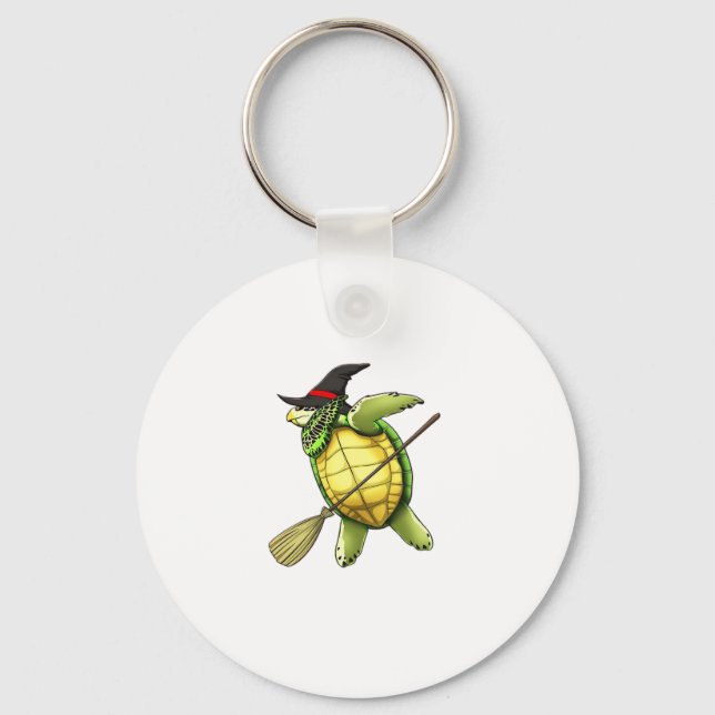 Witch Sea Turtle Dab Funny Halloween Horror Scary  Keychain (Front)