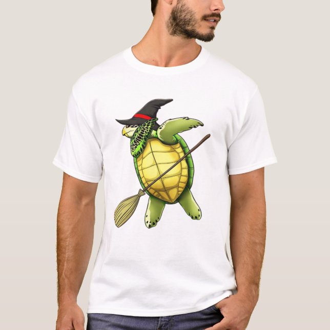 Witch Sea Turtle Dab Funny Halloween Horror Scary  T-Shirt (Front)