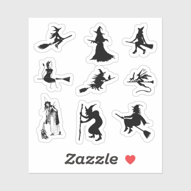Witch Silhouette Stickers (Sheet)