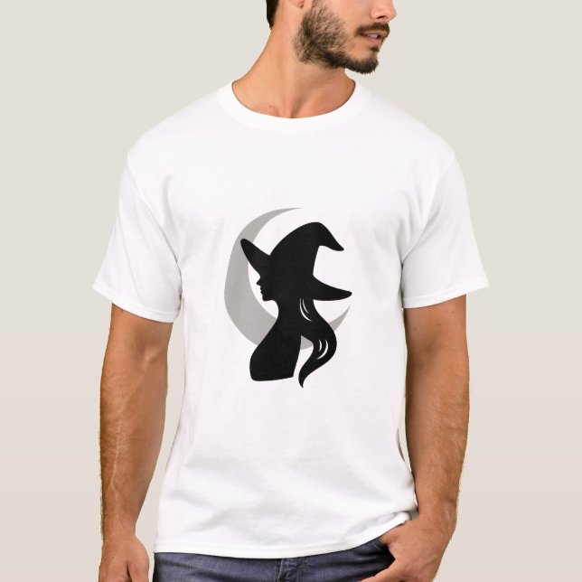 Witch Silhouette with Crescent Moon T-Shirt (Front)