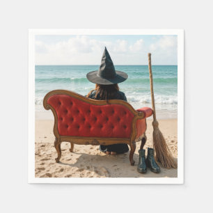 Witch Sitting On a Seashore Sofa Napkin