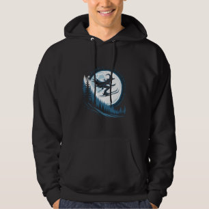 Witch Ski Jump Under Full Moon Hoodie