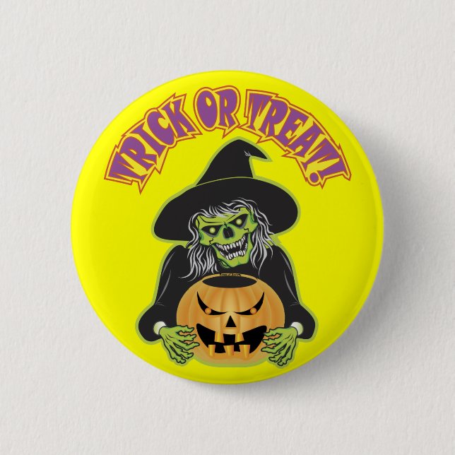 Witch Skull 2 Inch Round Button (Front)
