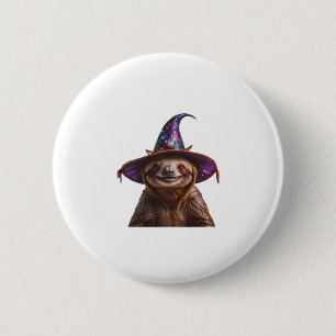 Witch Sloth Halloween trick or treat spooky pumpki 2 Inch Round Button