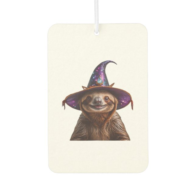 Witch Sloth Halloween trick or treat spooky pumpki Air Freshener (Front)