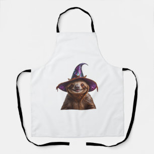 Witch Sloth Halloween trick or treat spooky pumpki Apron