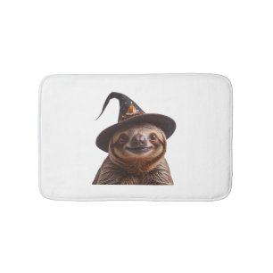 Witch Sloth Halloween trick or treat spooky pumpki Bath Mat