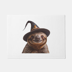 Witch Sloth Halloween trick or treat spooky pumpki Doormat