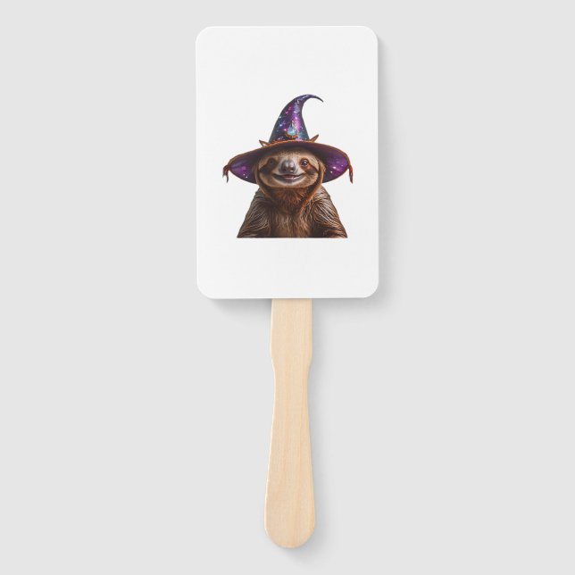 Witch Sloth Halloween trick or treat spooky pumpki Hand Fan (Front)