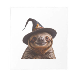 Witch Sloth Halloween trick or treat spooky pumpki Notepad