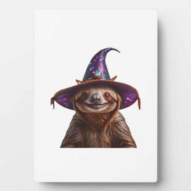 Witch Sloth Halloween trick or treat spooky pumpki Plaque (Front)