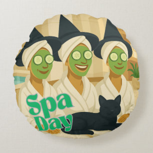Witch Spa Day Funny Humour Round Pillow