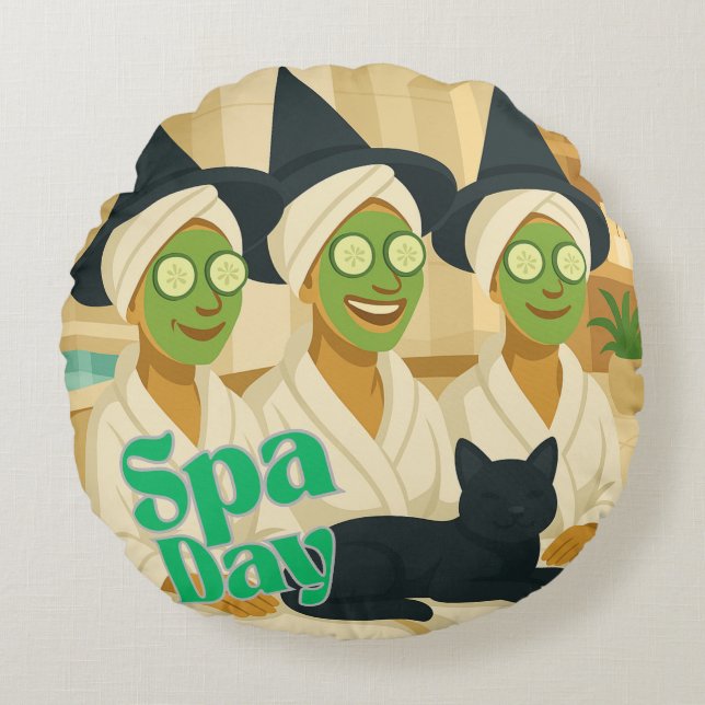 Witch Spa Day Funny Humour  Round Pillow (Front)