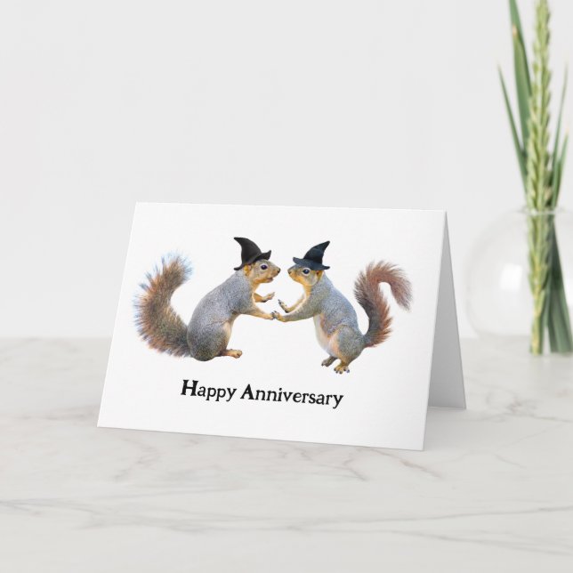 Witch Squirrels Anniversary Card (Front)
