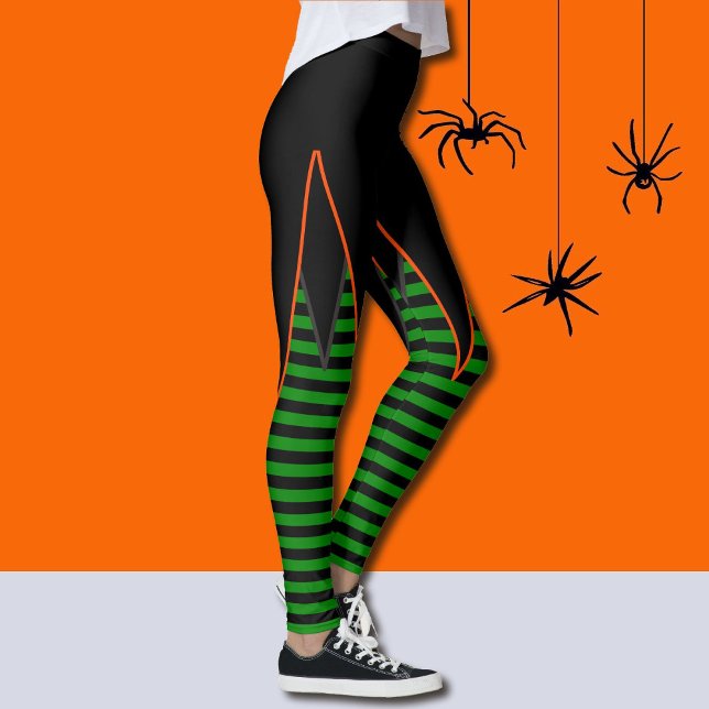 Witch Stripes In Green & Black Faux Skirt Leggings (Creator Uploaded)