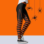 Witch Stripes In Orange & Black Faux Skirt Leggings<br><div class="desc">Happy Halloween! Wear alone or under your witch skirt like I do. It's cold here on Halloween,  these fun leggings help to keep me worm. Snappy leggings for the modern witch.</div>
