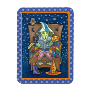 WITCH TELLING SPOOKY BEDTIME STORIES, HALLOWEEN MAGNET