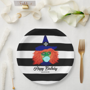 Witch Theme Halloween Birthday Chic Personalized Paper Plate