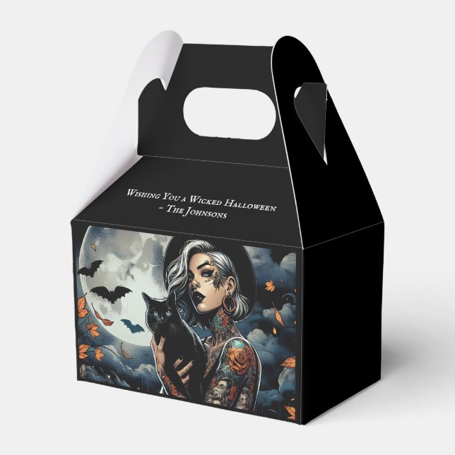  Witch Themed Personalized Halloween Party Favor Box (Front Side)