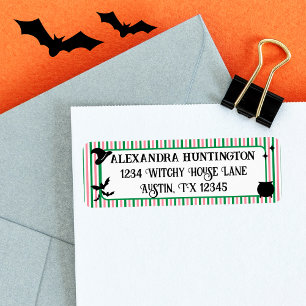 Witch Themed Pink & Green Halloween Return Address