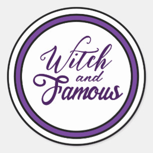 Witch themed Purple Halloween Design Classic Round Sticker