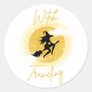 Witch Travelling  Classic Round Sticker