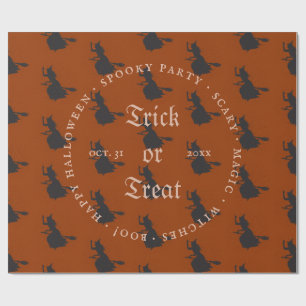 Witch Trick or Treat Halloween Grunge Pattern Wrapping Paper
