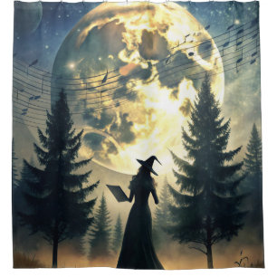 Witch Under Full Moon Enchanted Night
