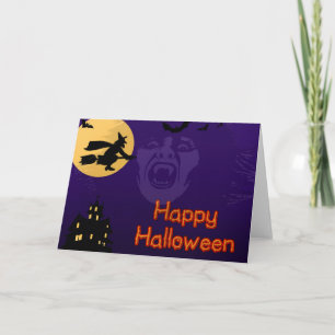 Witch, Vampire and Haunted House Greeting Card