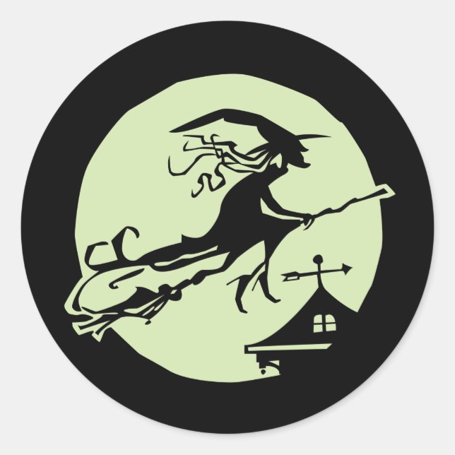 Witch Vane Moon Classic Round Sticker (Front)