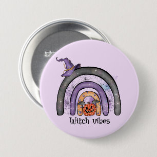 Witch Vibes – Black Rainbow, Purple Witch Hat 3 Inch Round Button