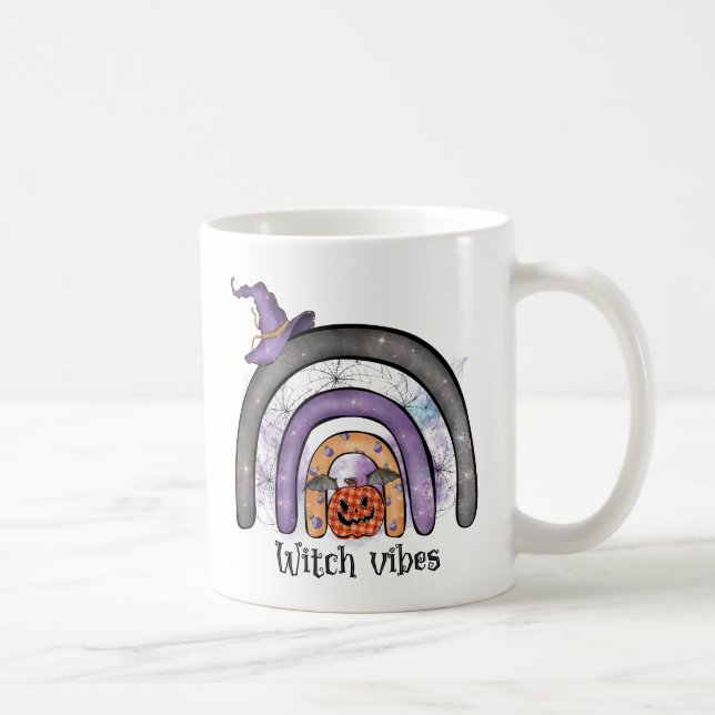 Witch Vibes – Black Rainbow, Purple Witch Hat Coffee Mug (Right)