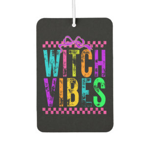 Witch Vibes Halloween Neon Checkered Bow Air Freshener