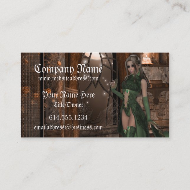 Witch waiting by the Window Fantasy Business Cards (Front)