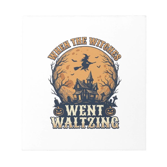 Witch Waltzing Halloween Vintage Engraving Design_ Notepad (Front)
