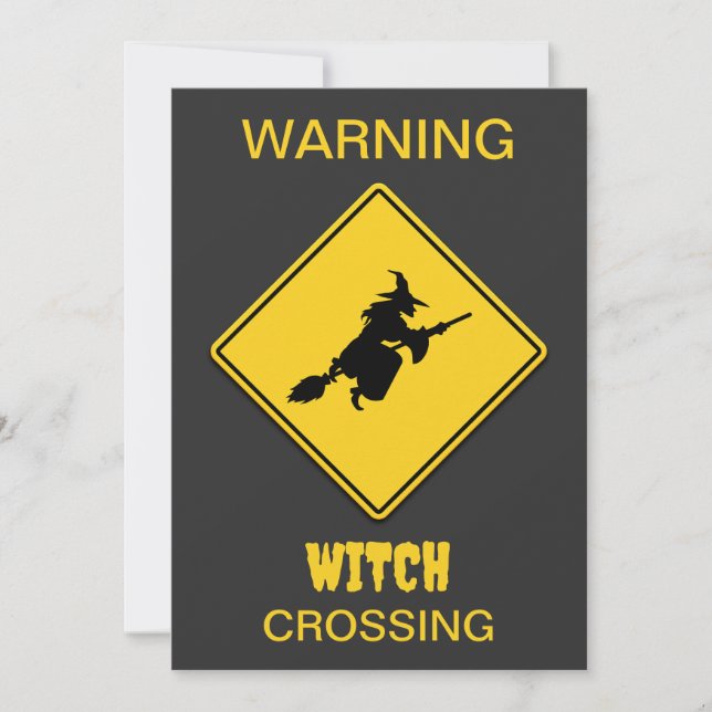 Witch Warning Halloween Invitation (Front)