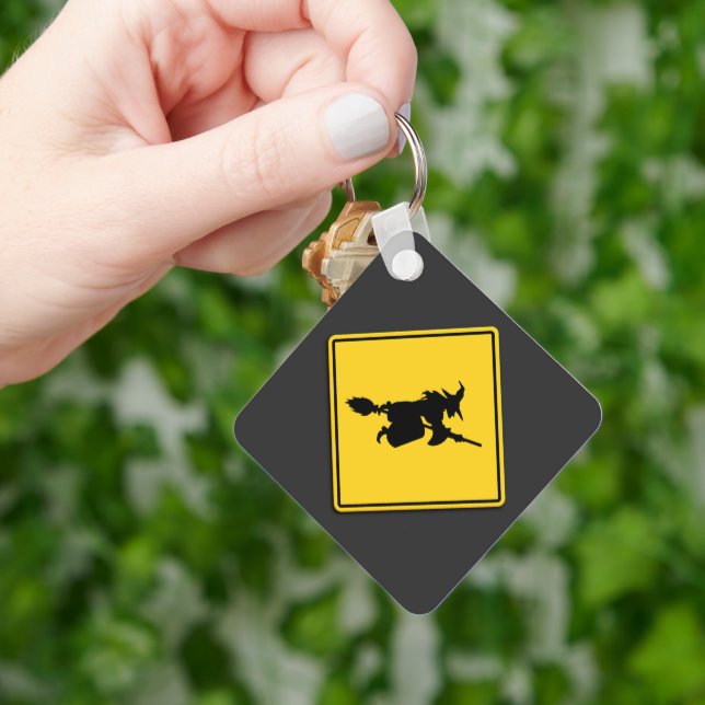 Witch Warning Halloween Keychain (Hand)