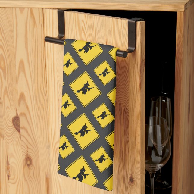 Witch Warning Halloween Kitchen Towel (Thirds Fold)