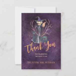 Witch watercolor Halloween bridal shower thank you Card