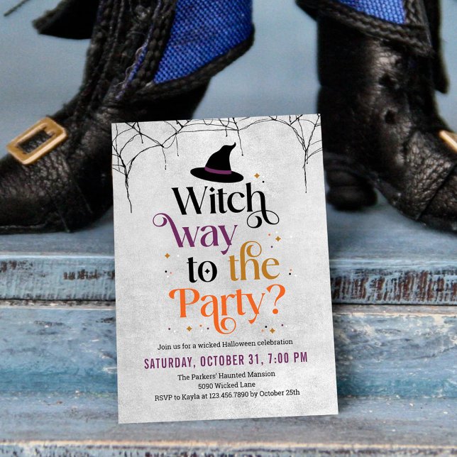 Witch Way À La Fête Halloween Invitation (Créateur téléchargé)