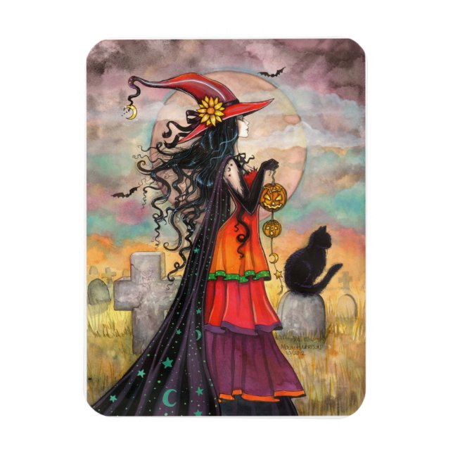 Witch Way Halloween Witch Art Magnet (Vertical)