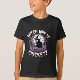 Witch Way To Cricket Funny Halloween Sports Cricke T-Shirt