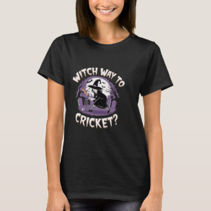 Witch Way To Cricket Funny Halloween Sports Cricke T-Shirt