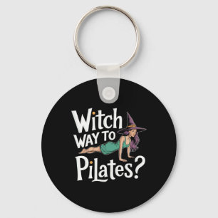 Witch Way To Pilates Funny Halloween Pilates Yoga Keychain