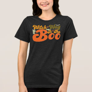Witch Way To The Boo Art Retro Halloween Tri-Blend Shirt