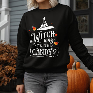 Witch Way To The Candy Funny Halloween Sweatshirt