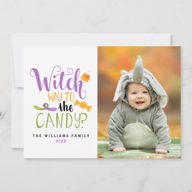 Witch Way to the Candy Halloween Cartes photos (Devant)
