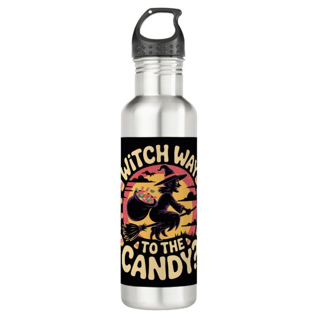 Witch Way to the Candy Halloween T-shirt 710 Ml Water Bottle (Front)