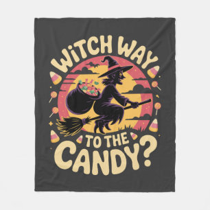 Witch Way to the Candy Halloween T-shirt Fleece Blanket