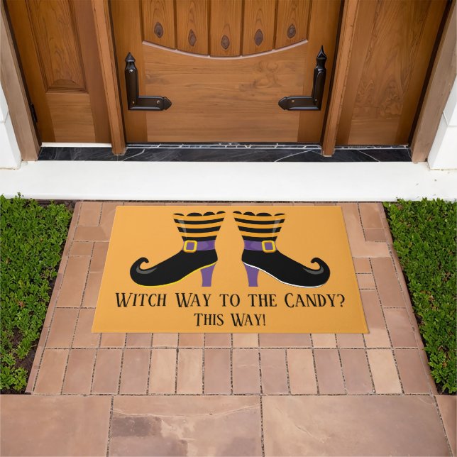 Witch Way To The Candy Witch Boots Halloween Doormat (Outdoor)